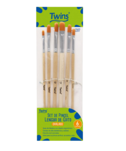 Pincel Lengua de Gato x6 Punta Ovalada - Twins