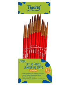 Pincel Lengua de Gato x12 Punta Redonda - Twins