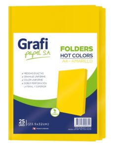 Folders Manila Amarillo Tamaño A4 x25 unid. Grafipapel
