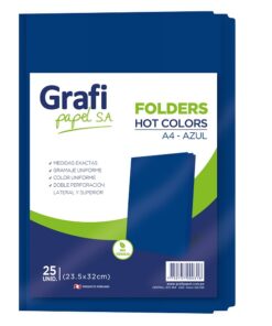 Folders Manila Azul Tamaño A4 x25 unid.- Grafipapel