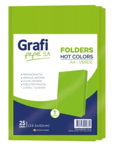 Folders Manila Verde Tamaño A4 x25 unid.- Grafipapel