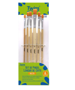 Pincel lengua de Gato x6 Recto - Twins
