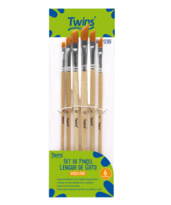 Pincel Lengua de Gato Biscelado x6 - Twins