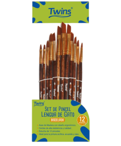 Pincel Lengua de Gato x12 Punta Biscelada - Twins